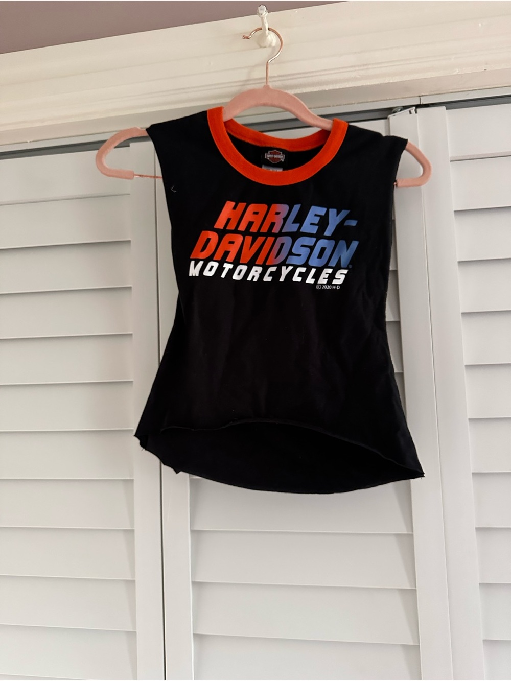 Harley-Davidson Black Tank with Orange Neck Trim and Multicolor Logo